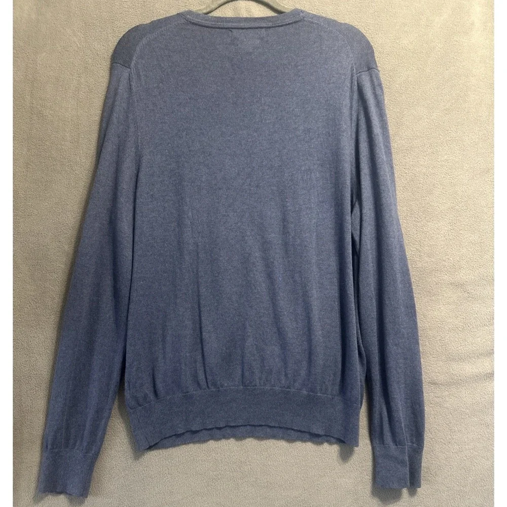 Banana Republic Silk Cashmere Cotton Sweater Mens Size L Blue V-Neck Lightweight